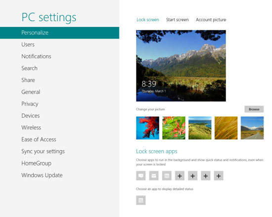 Windows 8 PC Settings