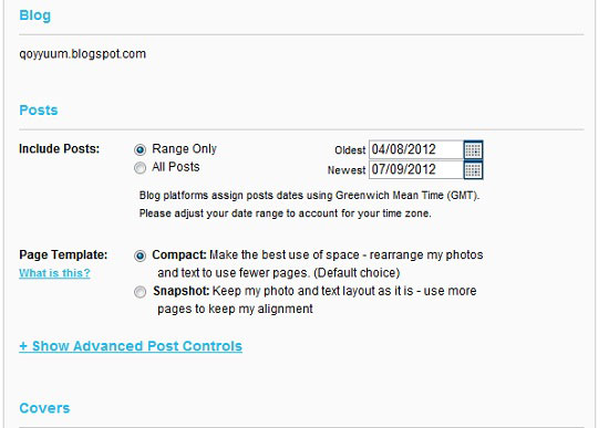 Blog2Print enables you to include posts from different date ranges as well as how you want the page to be formatted.