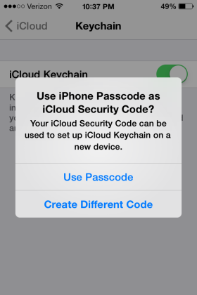 Setup iCloud Keychain on iOS and Mac OS X
