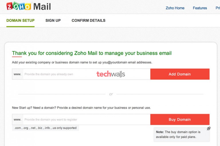 zoho custom domain email free