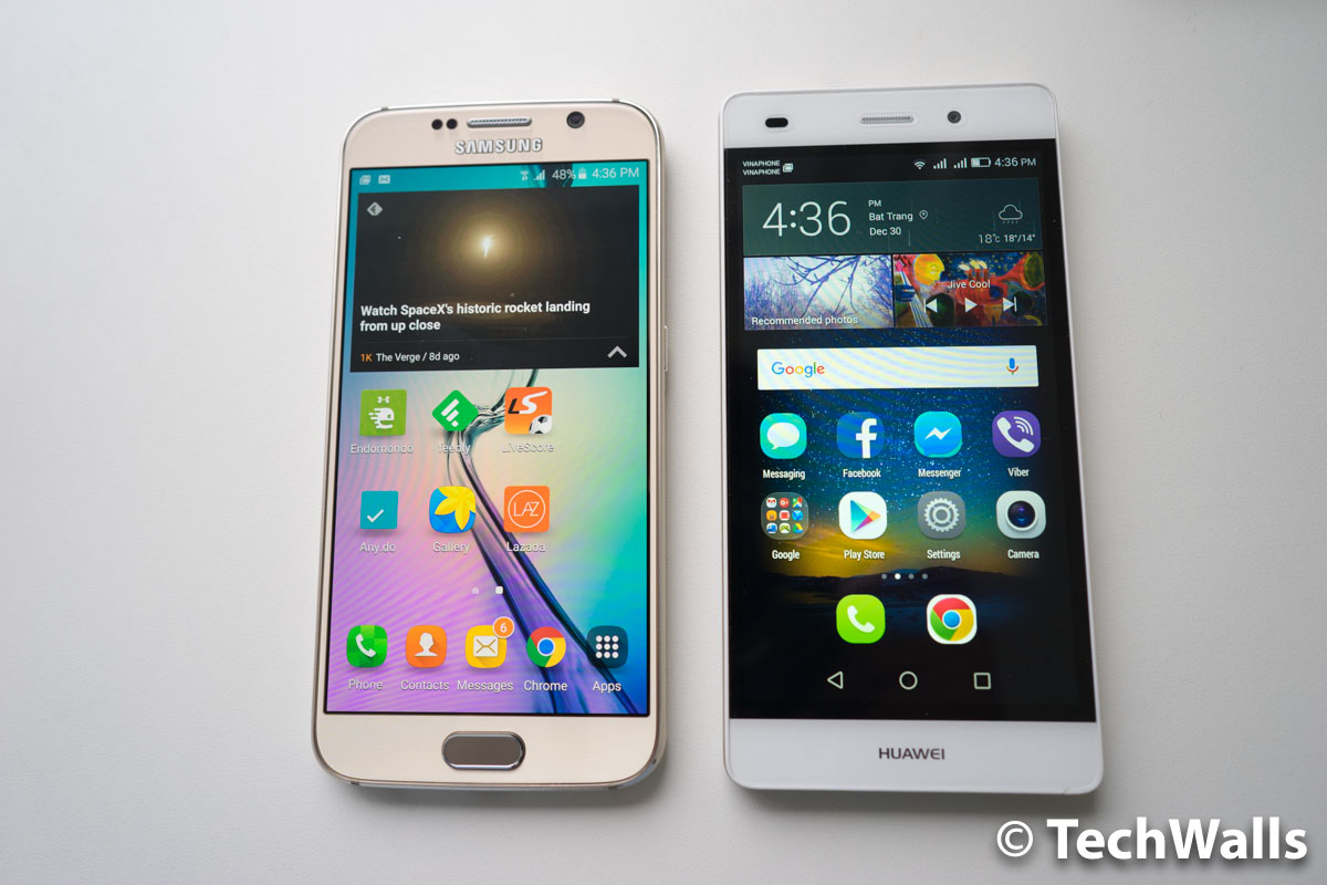 Huawei P8 Lite vs Samsung Galaxy S6 display