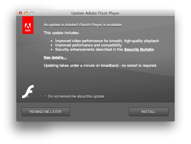 Adobe Flash Player Update For Mac Os X