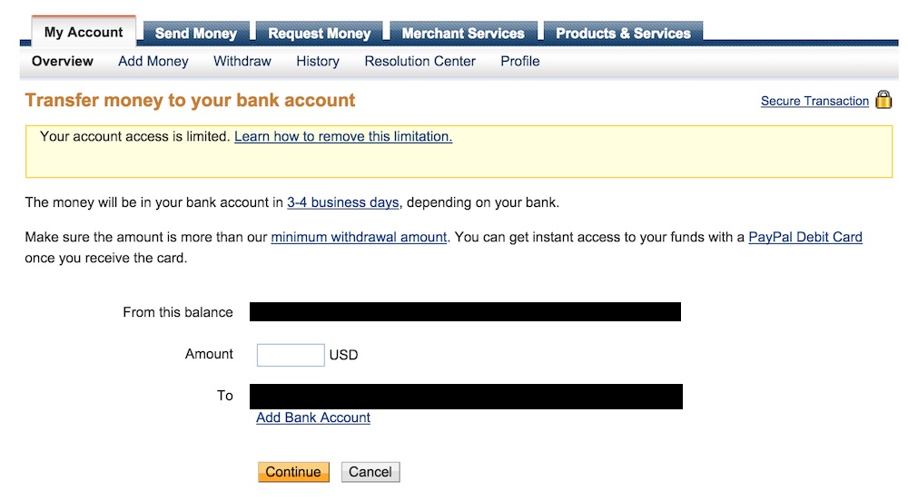 Paypal wont let me add bank account