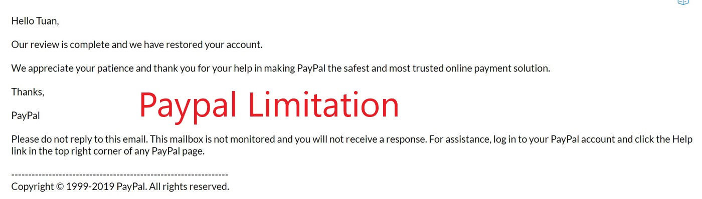 Paypal limit